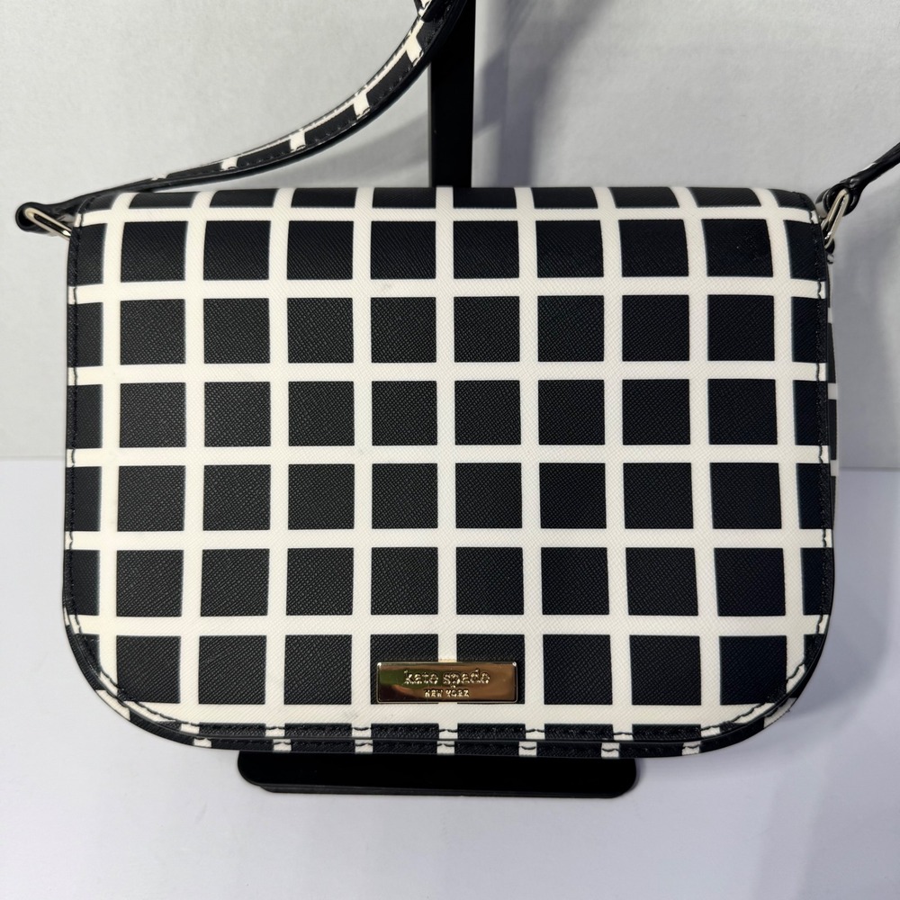 Kate Spade New York Laurel Way Carson Black White Chckered Grid Crossbody Bag